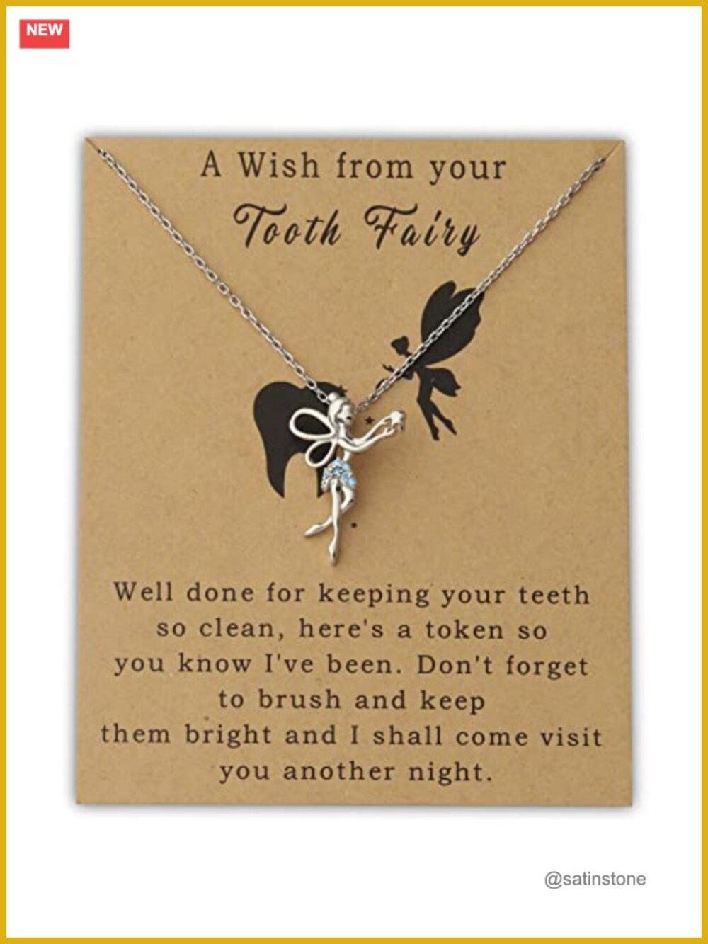 Fairy Wings Tooth Fairy Necklace Copper Pendant Dental Gift